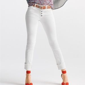 CABI Button Fly Straight Jean 8 White NWT